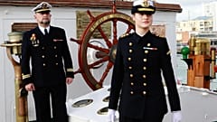Leonor de Borbón a bordo do Elcano. 