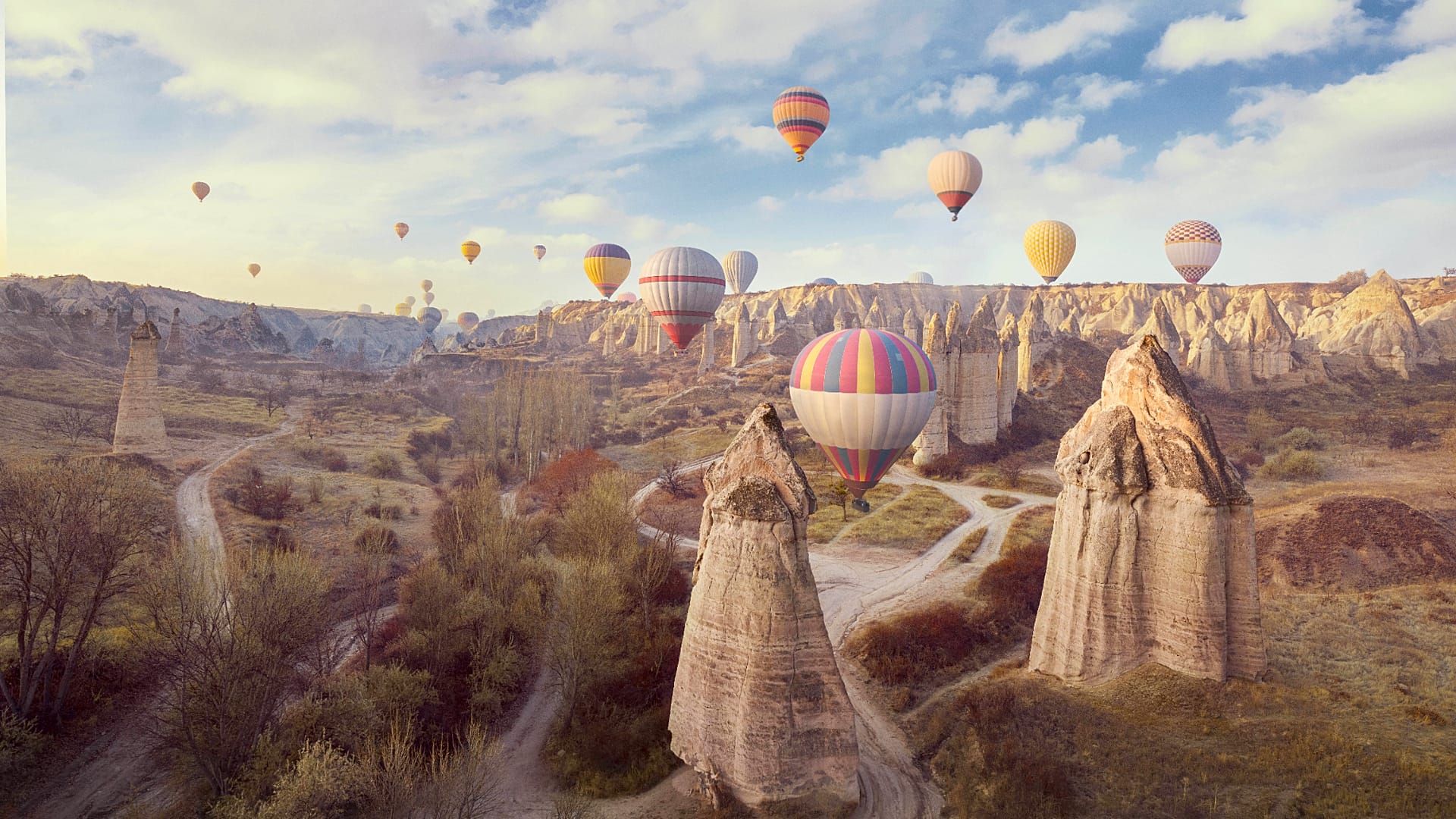 I paesaggi della Cappadocia sono incantevoli tutto l'anno, ma visitarli in autunno significa avere la possibilità di vedere gli iconici camini delle fate e le abitazioni  rupe