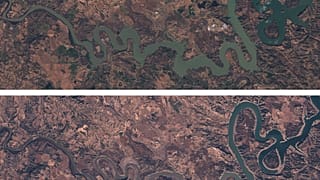 El pantano de Mequienza en diciembre de 2017 y en marzo de 2018