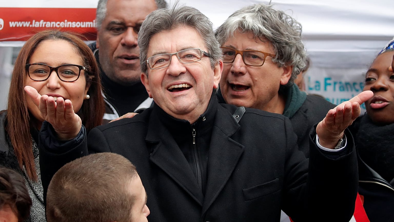 Jean-Luc Mélenchon pendant la manifestation 22 mars 2018 Paris.
