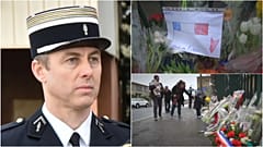 A child's picture thanking Lt Col Arnaud Beltrame 