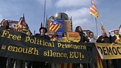 Pro-Catalan rally outside EU headquarters in Brussels