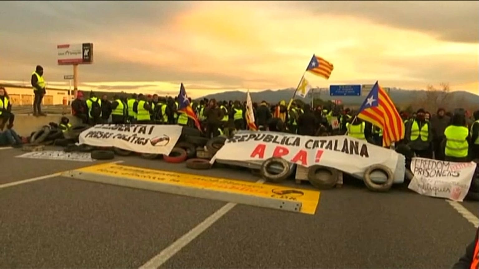 Cortes de carreteras en protestas independentistas en Cataluña 