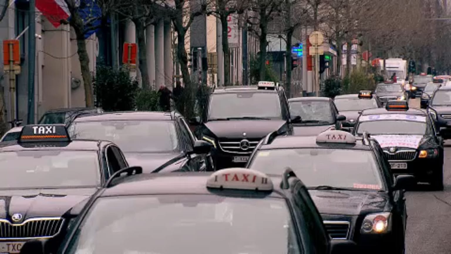 Manifestation des chauffeurs de taxi à Bruxelles