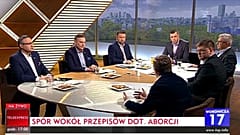 Invités lors d'un débat sur l'avortement à la télévision publique polonaise