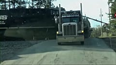 The moment a train hits a truck in Georgia, U.S.