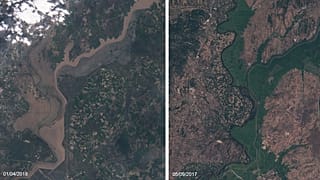 El río Maritsa en noviembre (dcha) y el pasado 1 de abril. 