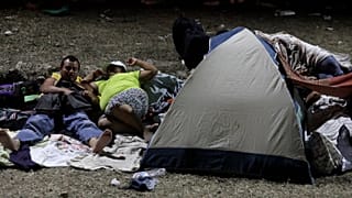 Honduran migrants in the caravan on a journey to US