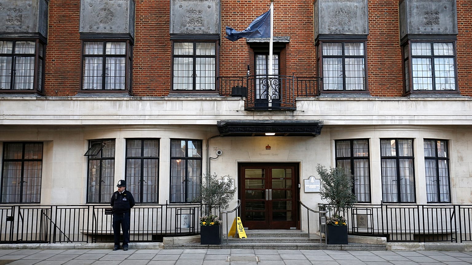 Police guard outside King Edward VII hospital
