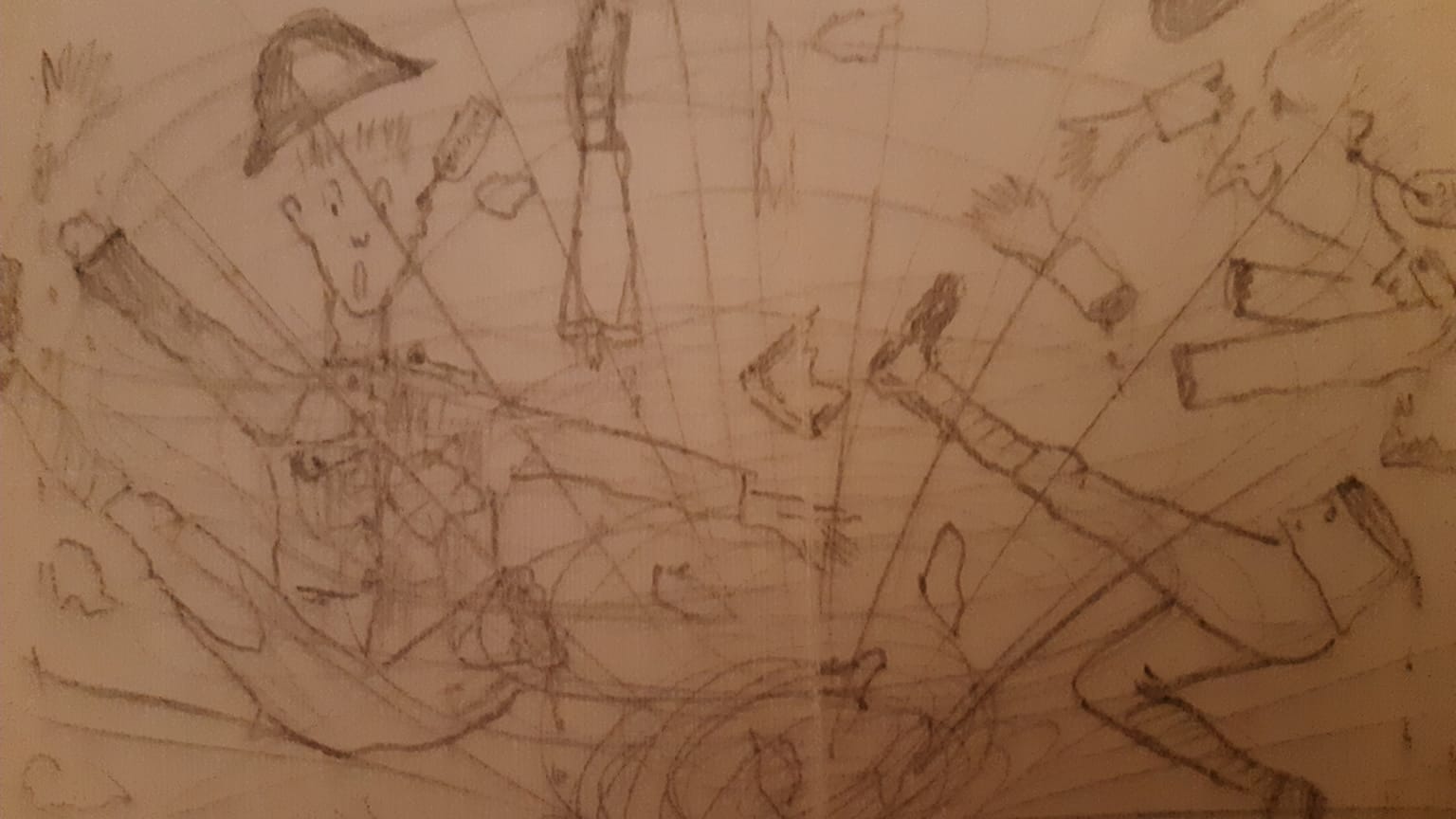 A sketch by Gordon Sandford showing life in the trenches
