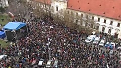 A protest after the murder of reporter Jan Kuciak and his fiancee, 16/03/18