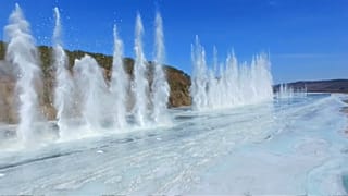 Подрыв льда на Амуре
