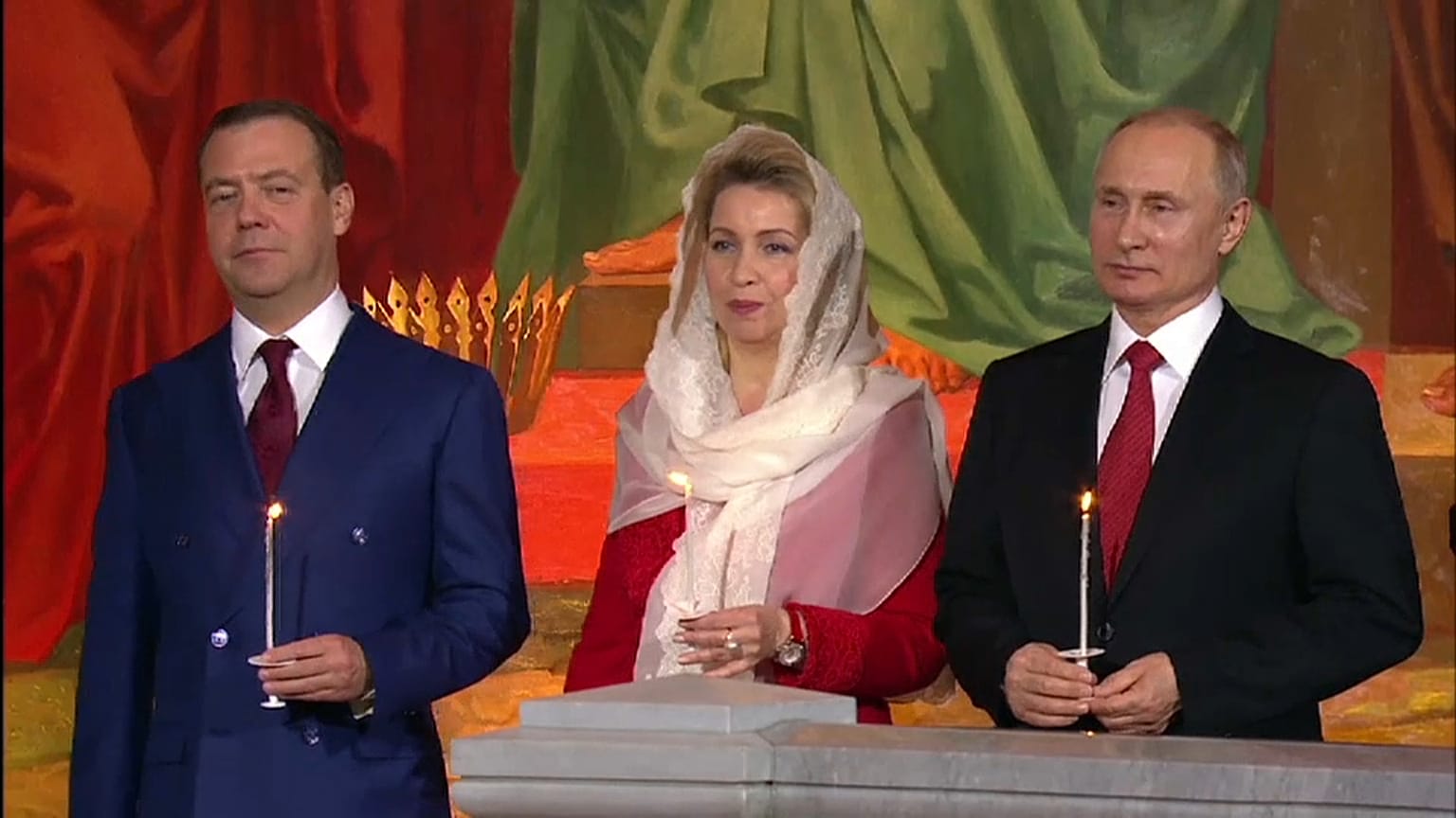 Russian President Putin attends Orthodox Easter church service