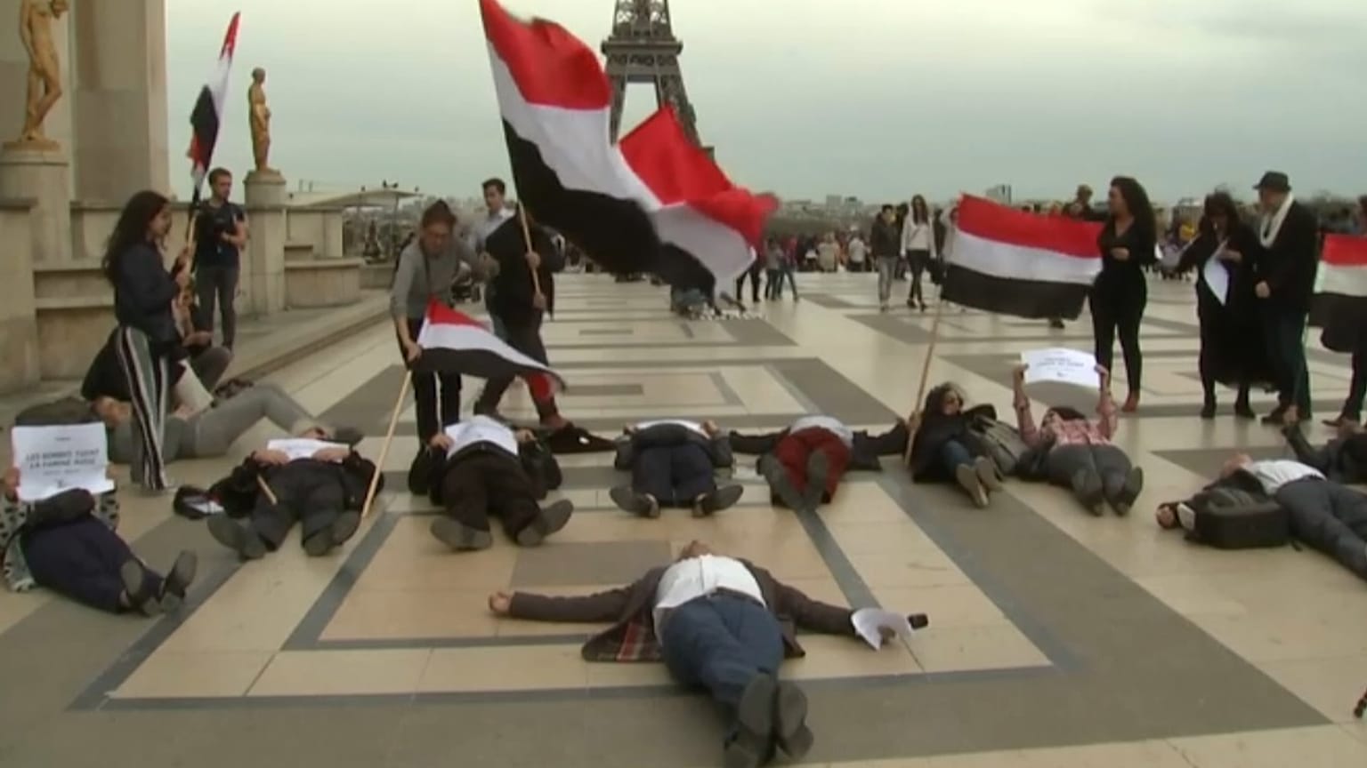 Protesters in Paris during Saudi visit
