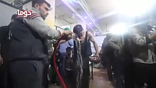 Civilians in the aftermath of the alleged chemical attack in Douma