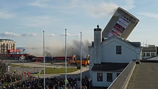 Silo lands on the local library, at Vordingborg Harbor