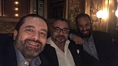 بن سلمان (يمين) ومحمد السادس وسعد الحرير في العاصمة باريس