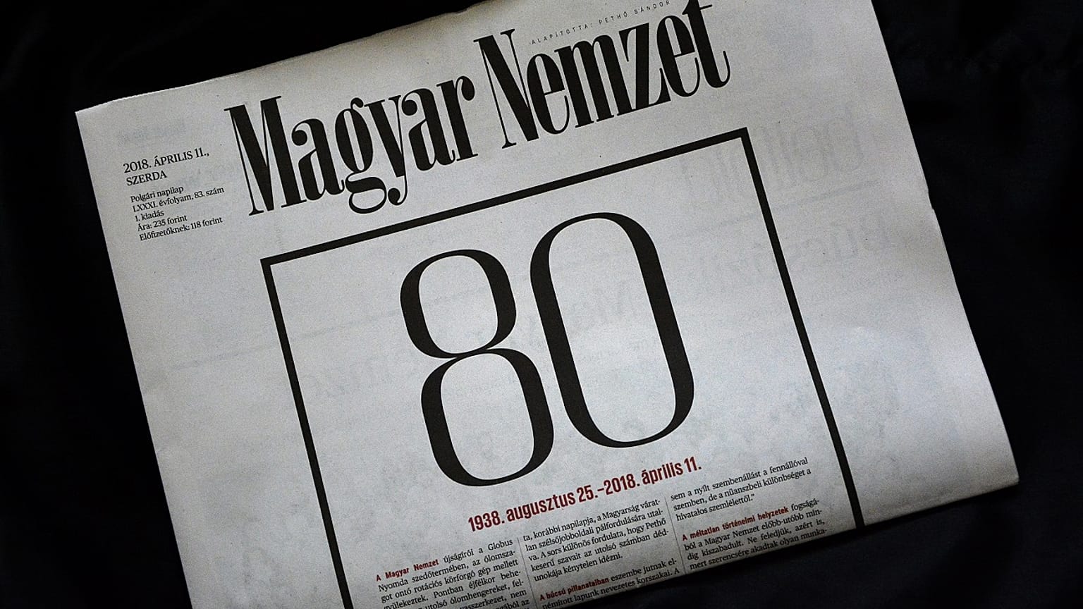 Magyar Nemzet's last edition