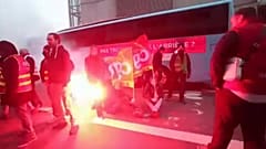 Public sector workers on strike in France
