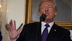 U.S. President Donald Trump makes a statement about Syria
