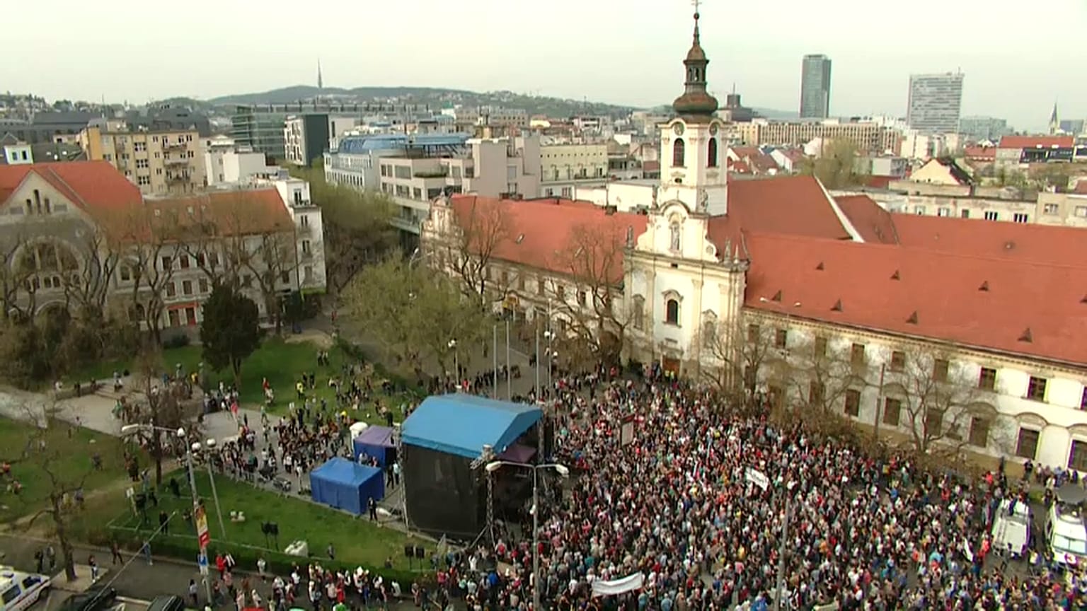 Around 30,000 people attended Sunday's protest rally in Bratislava