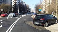 Polish pragmatism: city tarmacs around car blocking road renovation