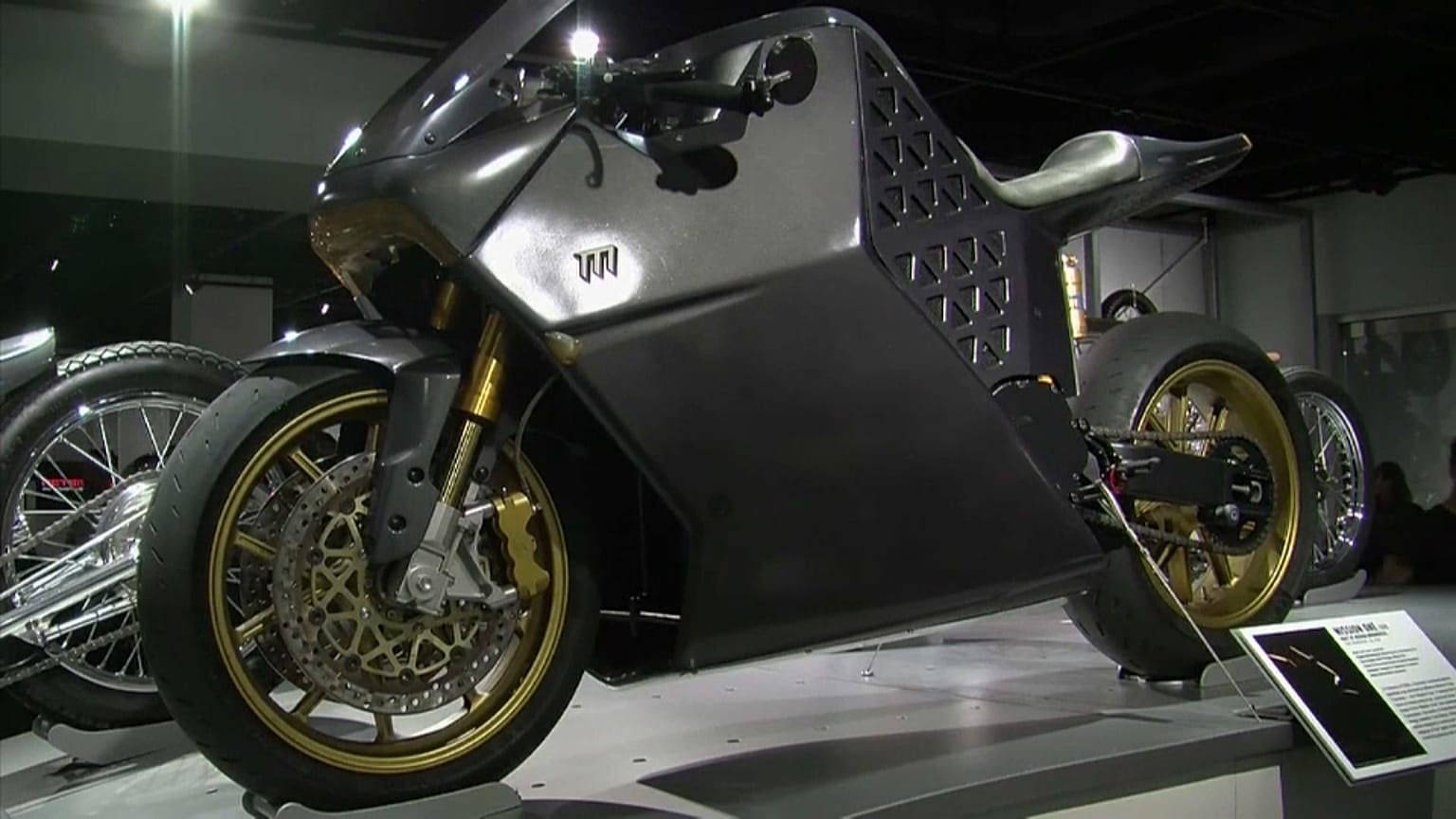 A customised motorcyle on display in Los Angeles