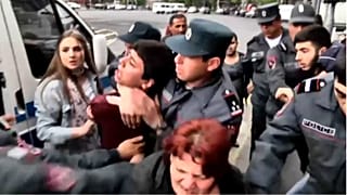 Watch: Demonstrators wrestle with police at Armenia anti-PM protest