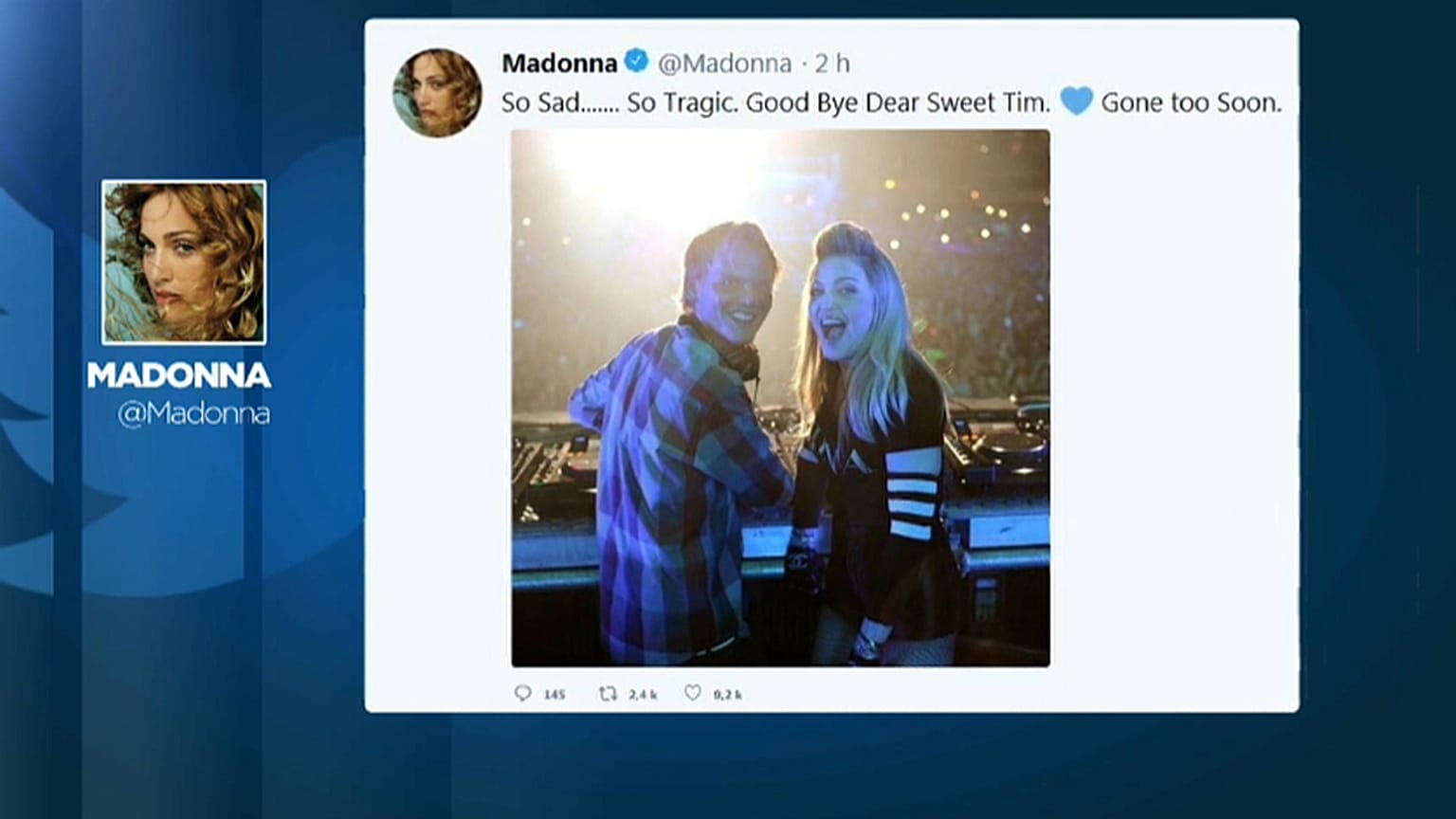 A tristeza expressada por Madonna através das redes sociais