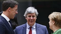 Primeiro-ministro da Holanda e chanceler da Alemanha com Centeno