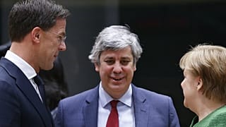 Primeiro-ministro da Holanda e chanceler da Alemanha com Centeno