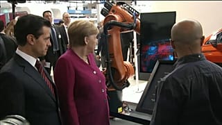 Angela Merkel y Enrique Peña Nieto en la Feria de Hannover