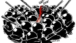 Police Day Mubarak attack against press 25Jan2011