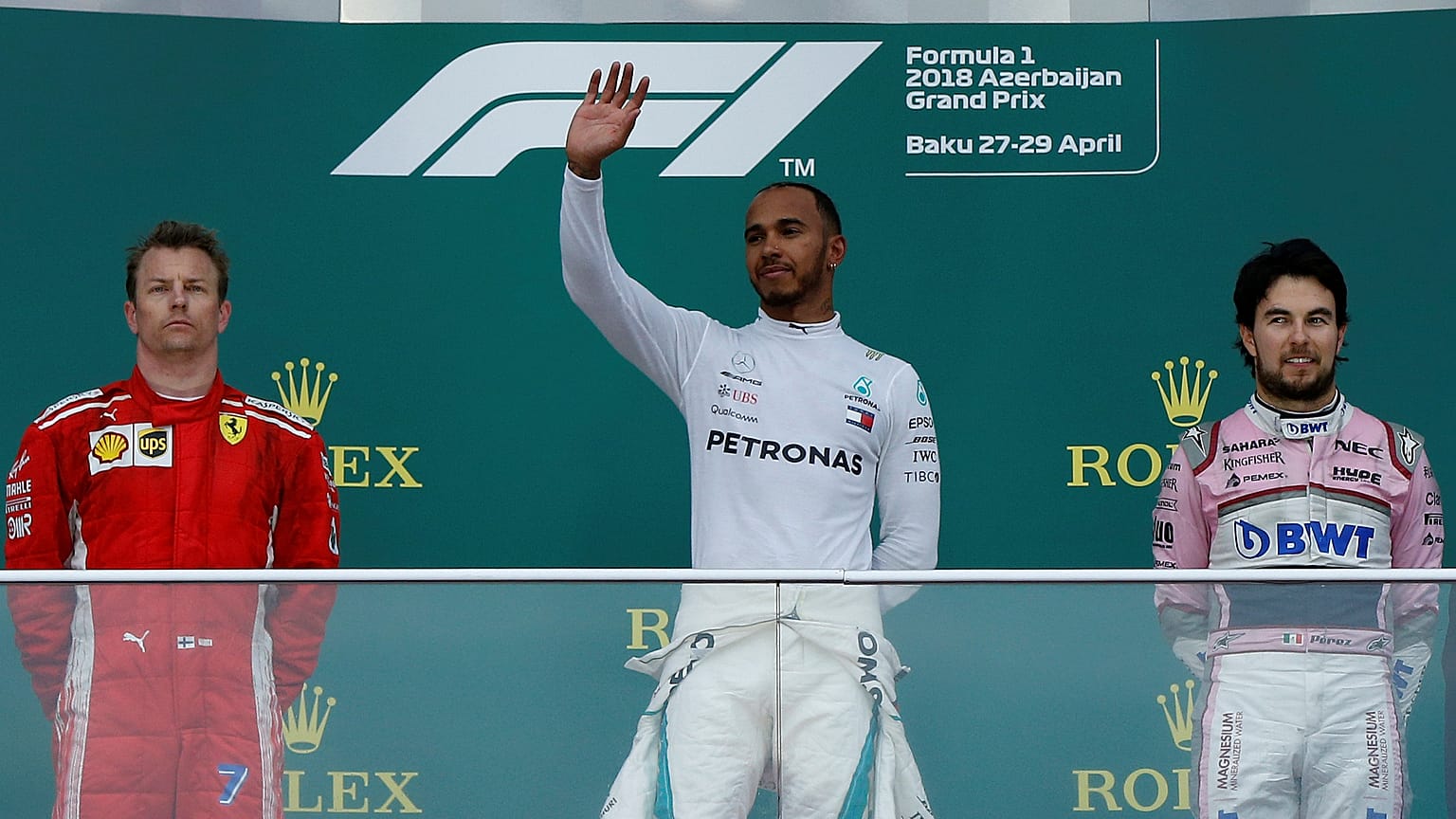 Lewis Hamilton liderou o pódio no GP do Azerbaijão