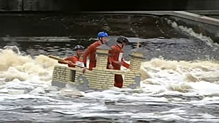 stream of floats of all shapes glide down the Fyris River