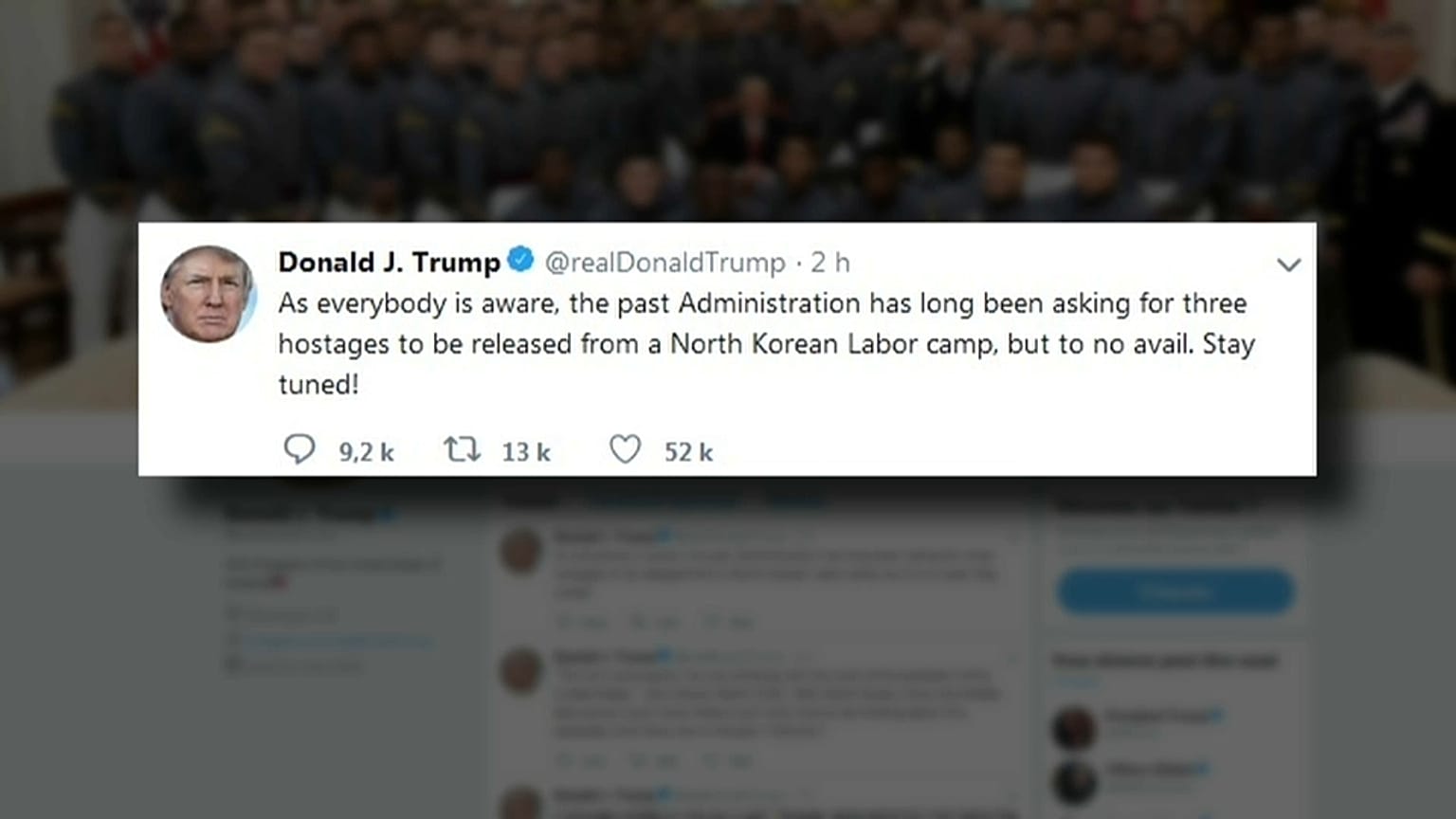 Trump insinúa que Pionyang liberará a tres estadounidenses