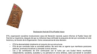Declaración final de ETA completa