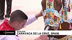 Colourful scenes as Spanish town marks running of the wine horses