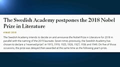 No habrá Nobel de Literatura este año