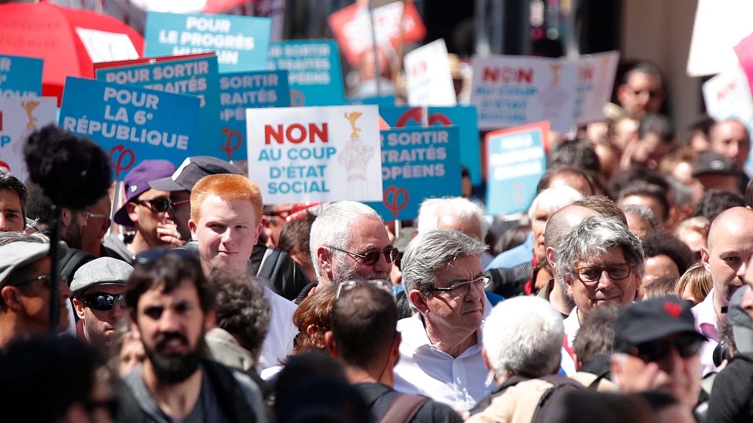 Jean-Luc Mélenchon bei dem Protestmarsch in Paris