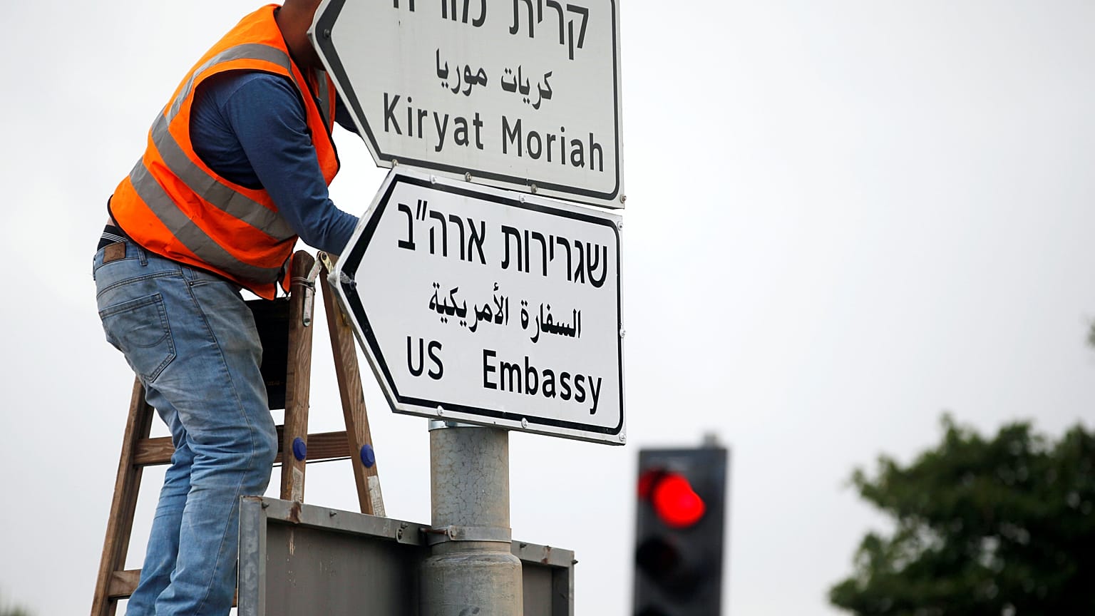 تابلوی سفارت آمریکا در بیت‌المقدس نصب شد
