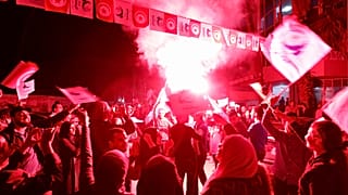 Ennahda party supporters celebrate victory
