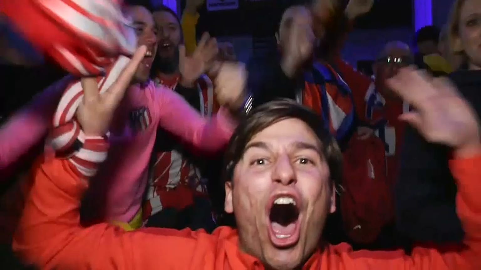 Los fans del Atlético de Madrid, eufóricos en Lyon