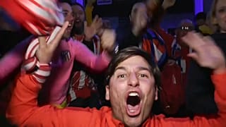 Los fans del Atlético de Madrid, eufóricos en Lyon