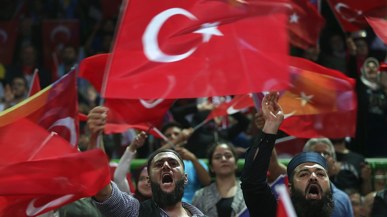 Turks in Sarejevo attend a rally held by President Erdogan