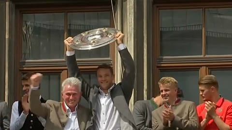 Bayern Munich celebrate Bundesliga victory