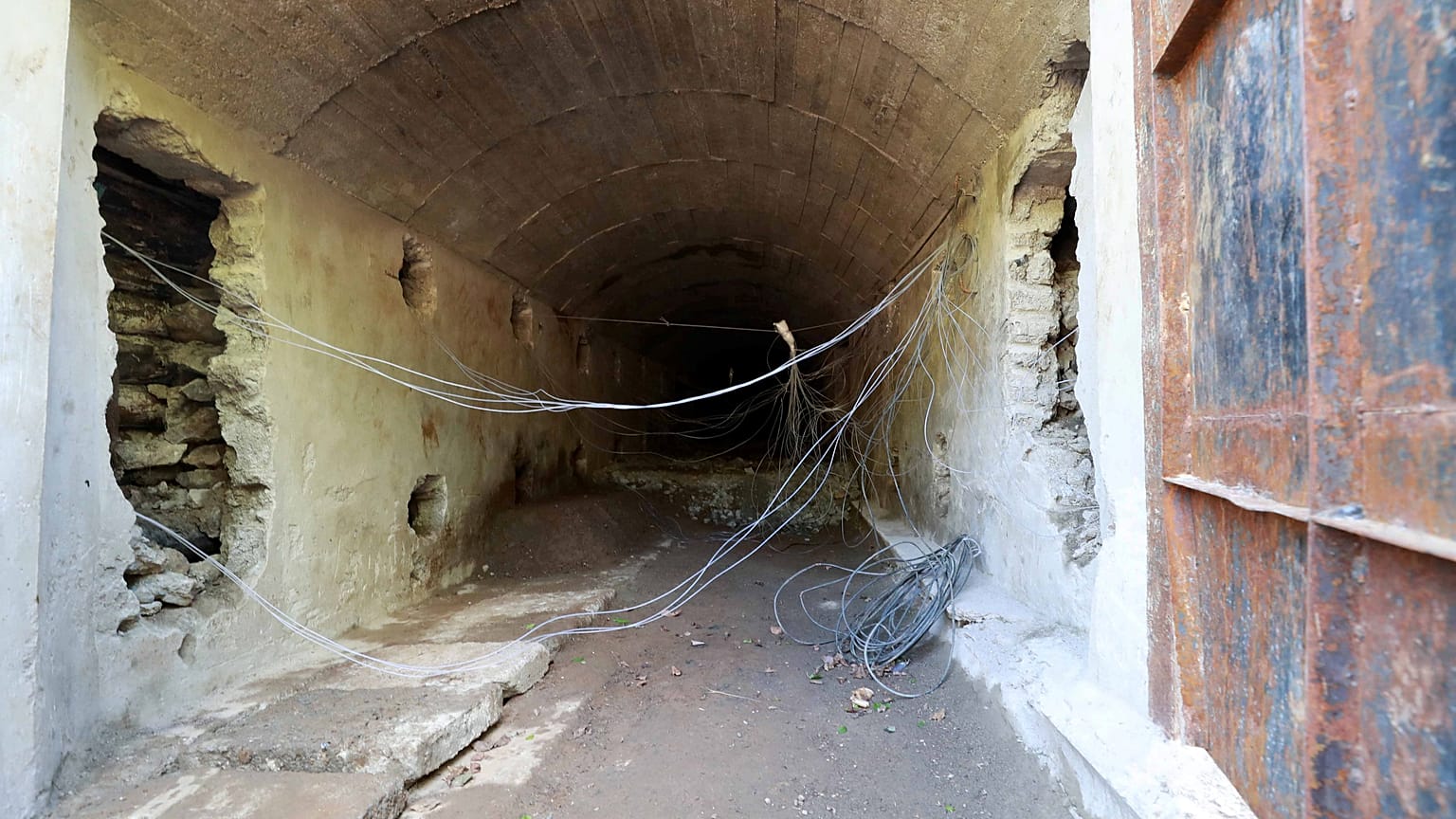 One of the destroyed access tunnels to North Korea's nuclear test site 