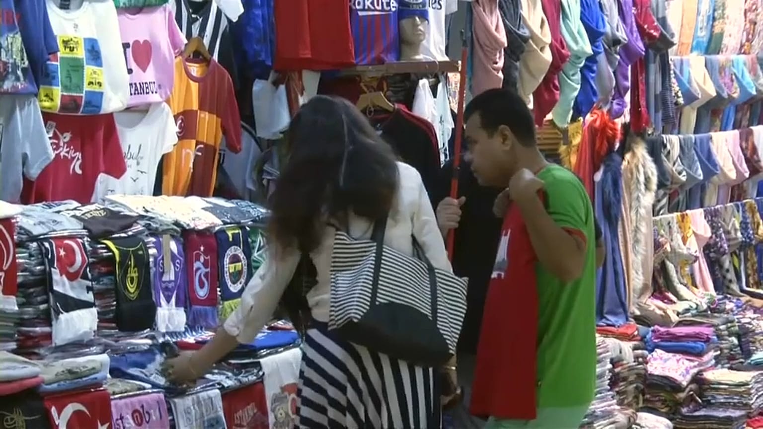 Shoppers in a Turkish bazaar