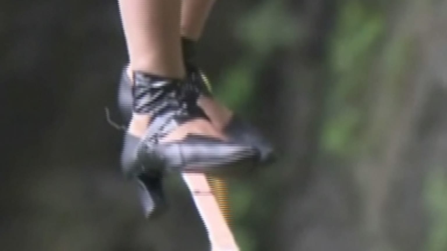  French woman wins slacklining contest at 1,300m — wearing high heels 