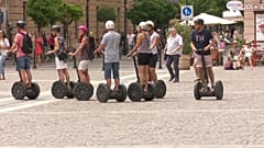 Tourists on Segways in Budapest